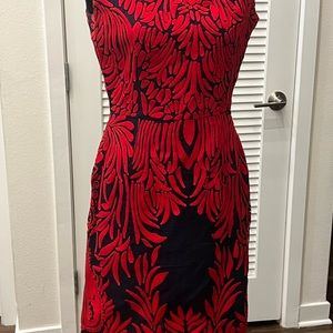 Gorgeous Anthropologie Red & Navy Appliqué Dress Size 4
